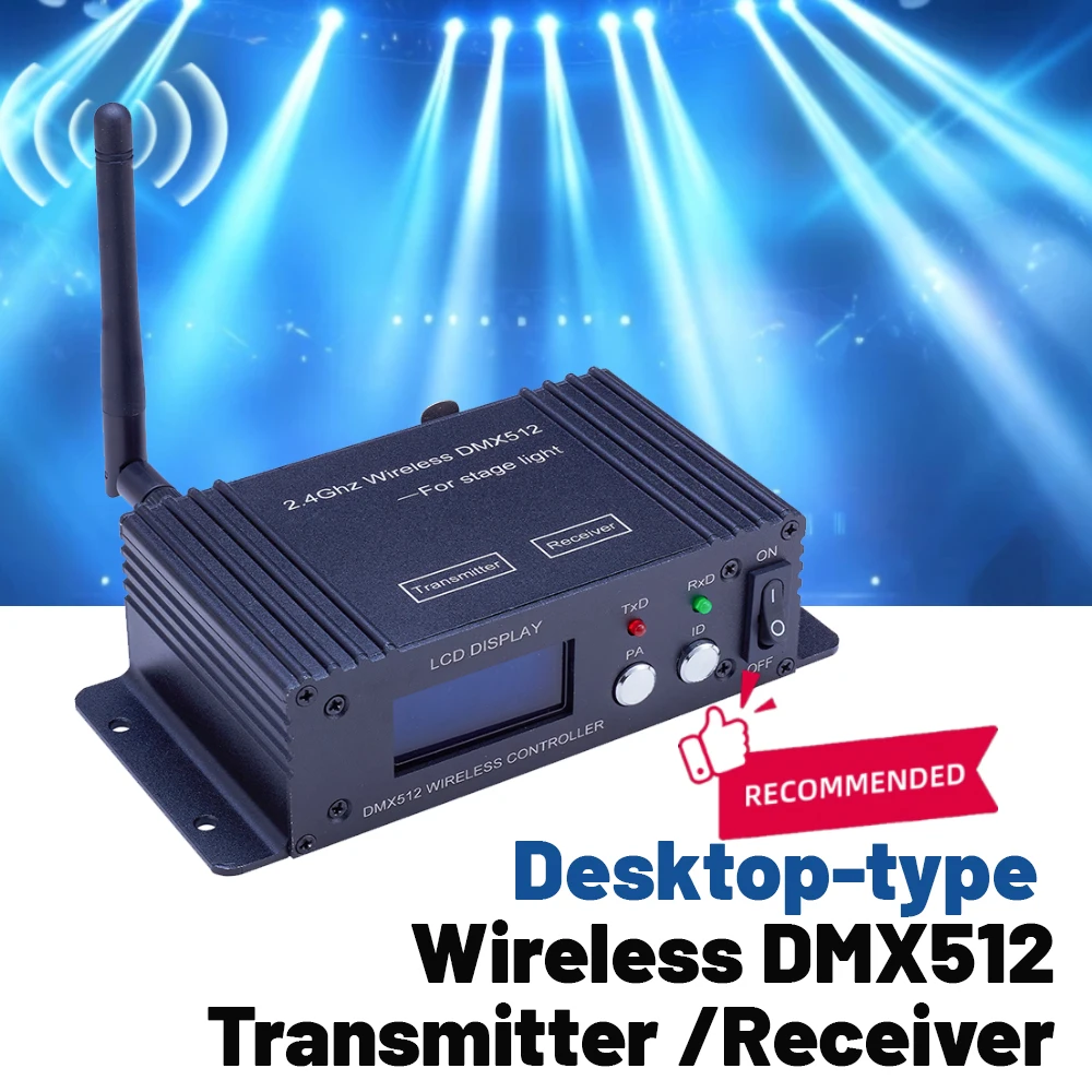 8 2.4G Wireless DMX 512 Controller Transmitter Receiver with LCD Display Power Adjustable Repeater for Lighting Control