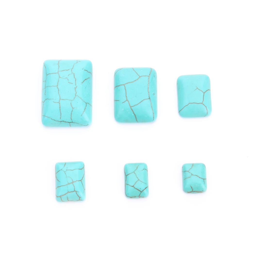 Blue/White Geometric Rectangle Shape Turquoises Natural Stone Beads For Jewelry Making Square FlatBack Cabochon DIY Ring Access