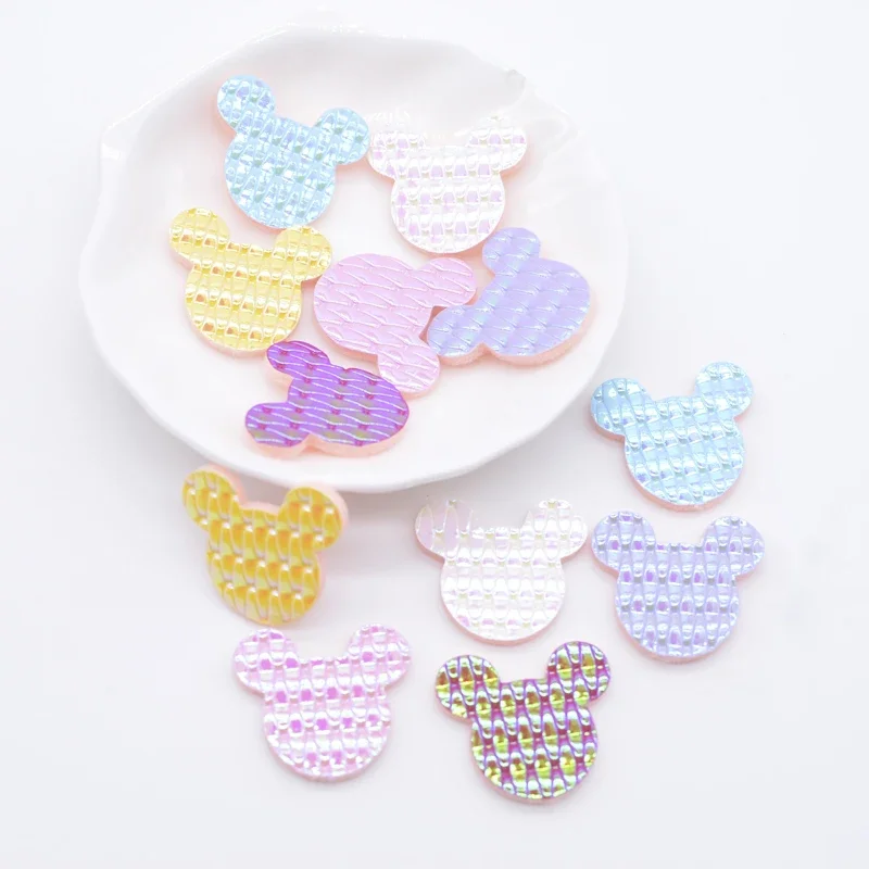 50Pcs 2.4*2cm PU Leather Mosue Head Applique for Hat Clothes Sewing Patches DIY Baby Headwear BB Clips Bow Decor Accessories