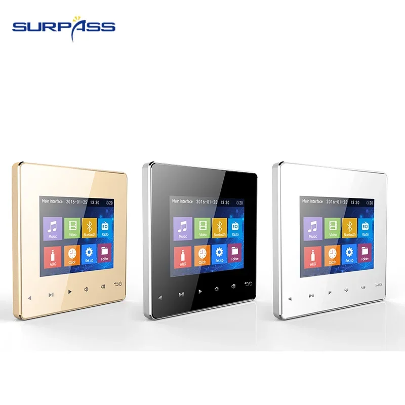 Mini wzmacniacz ścienny Bluetooth Domowy system audio Klucz dotykowy Odtwarzacz audio Tło Tablet muzyczny Idealny do apartamentu hotelowego