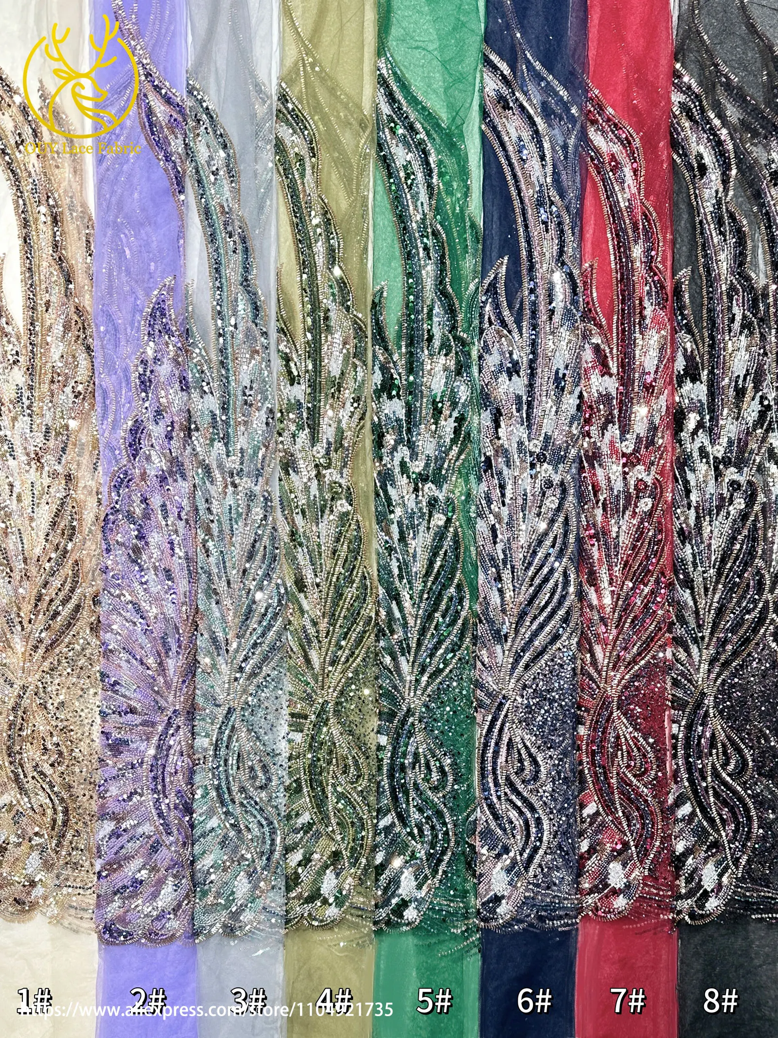 Luxus kostbare französische handgemachte schwere Perlen Spitze Stoff High-End heiße afrikanische nigerianische Pailletten Spitze Damen Dinner Party Kleider – Detail 24