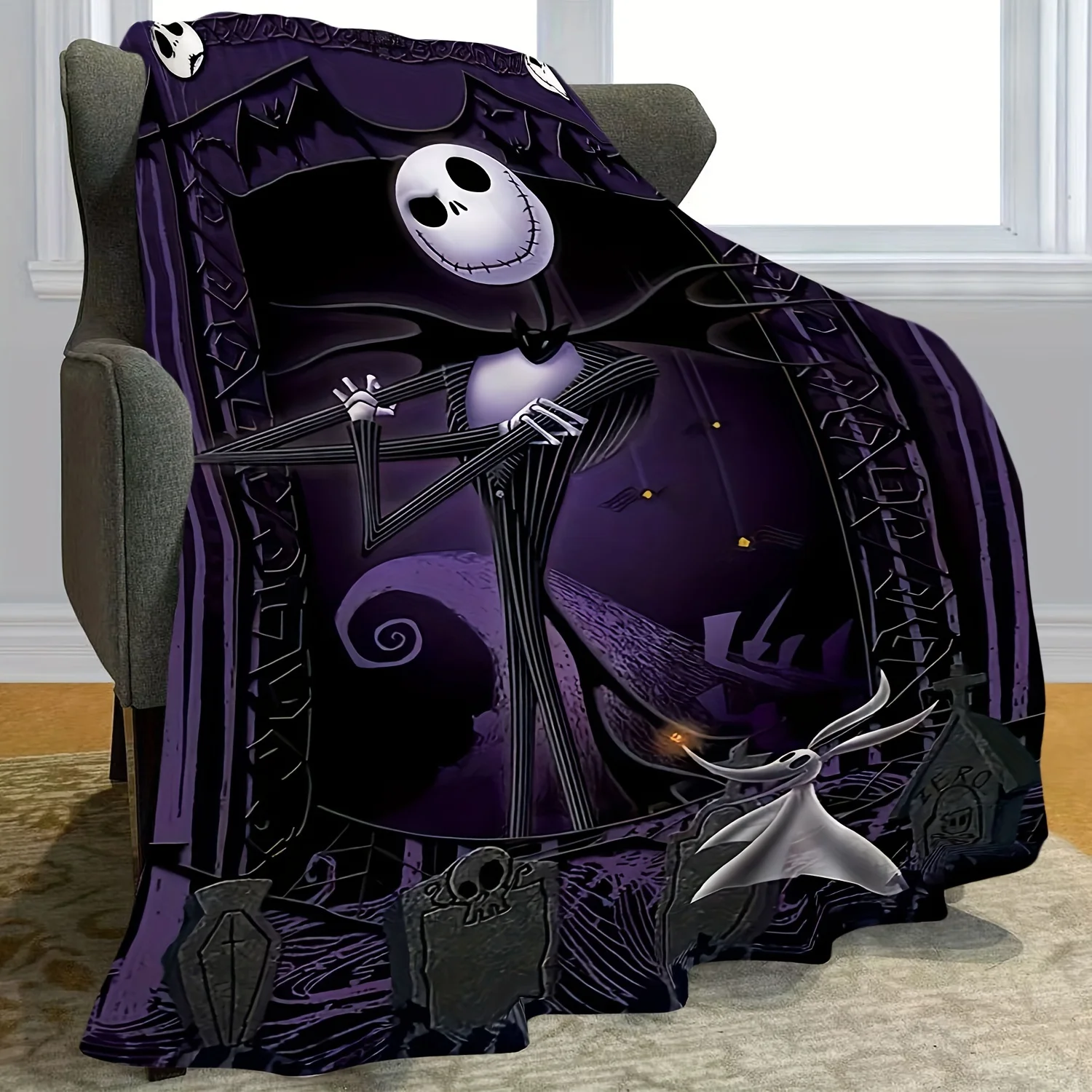 Ultra-Soft Nightmare Before Christmas Flannel Throw Blanket For Couch Bed And Gifts Hd Printed Cozy Versatile For All Seasons