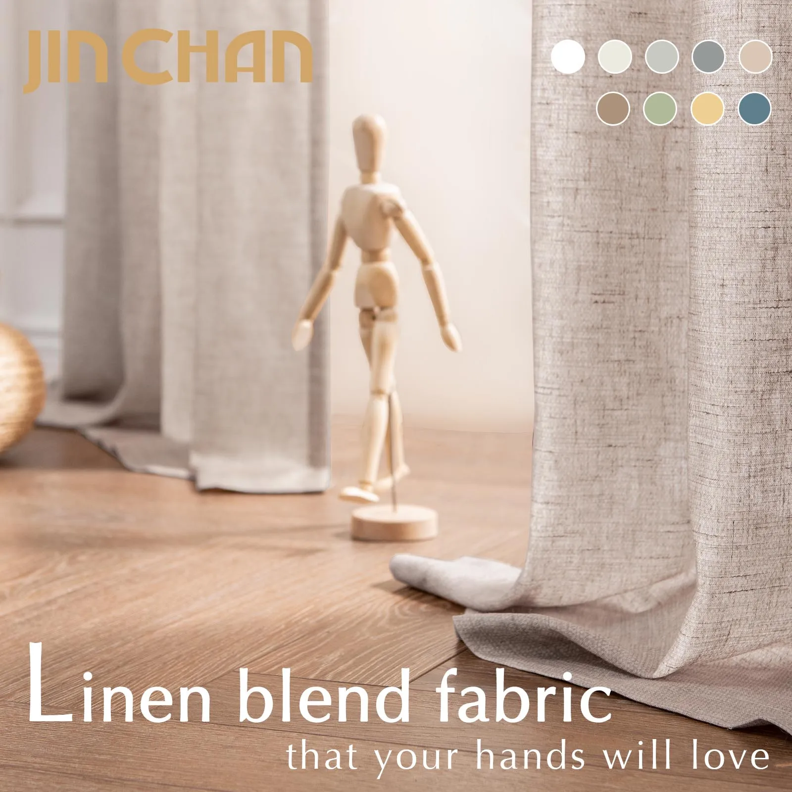 JINCHAN 1PCS Linen Curtains For Living Room Bedroom Rod Pocket Back Tab Light Filtering Window Drapes FarmHouse Curtain