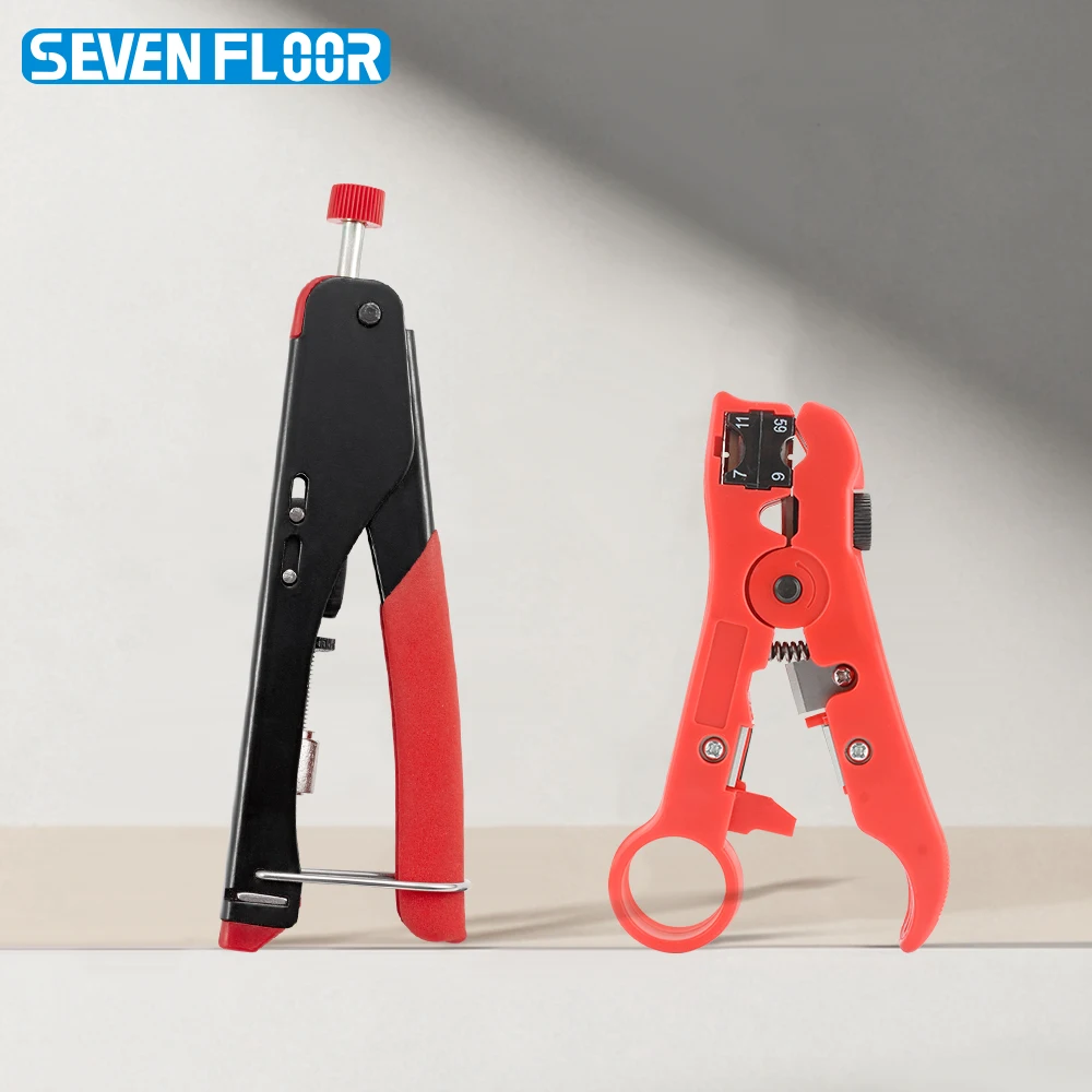 Coaxial Cable Crimper Tool Kit for RG59/58/6,BNC,RCA Connectors Cable Crimping Pliers Set with  Wire Stripper for TV Video Audio