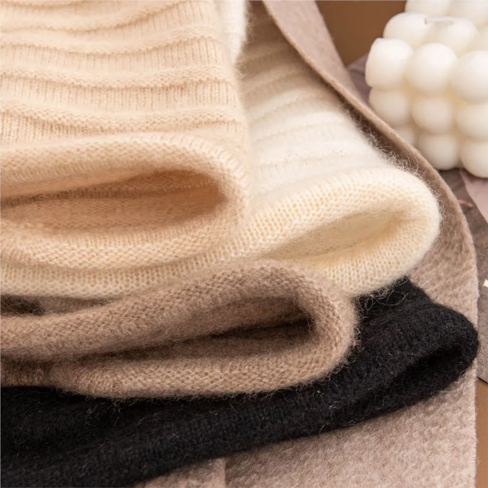 موضة غطاء رأس المعانقة Toque تخزين ساعة الكشمير Capwear محبوك قبعة صوف الرجال النساء الخريف الشتاء الصوفية الدافئة مخطط 2M73 #4