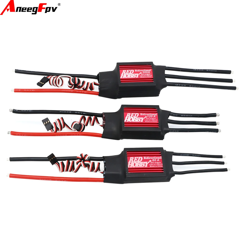 RedHobby 200A 80A 120A ثنائي الاتجاه بدون فرش ESC للتحكم عن بعد سيارة قارب هوائي تحت الماء المروحة #6