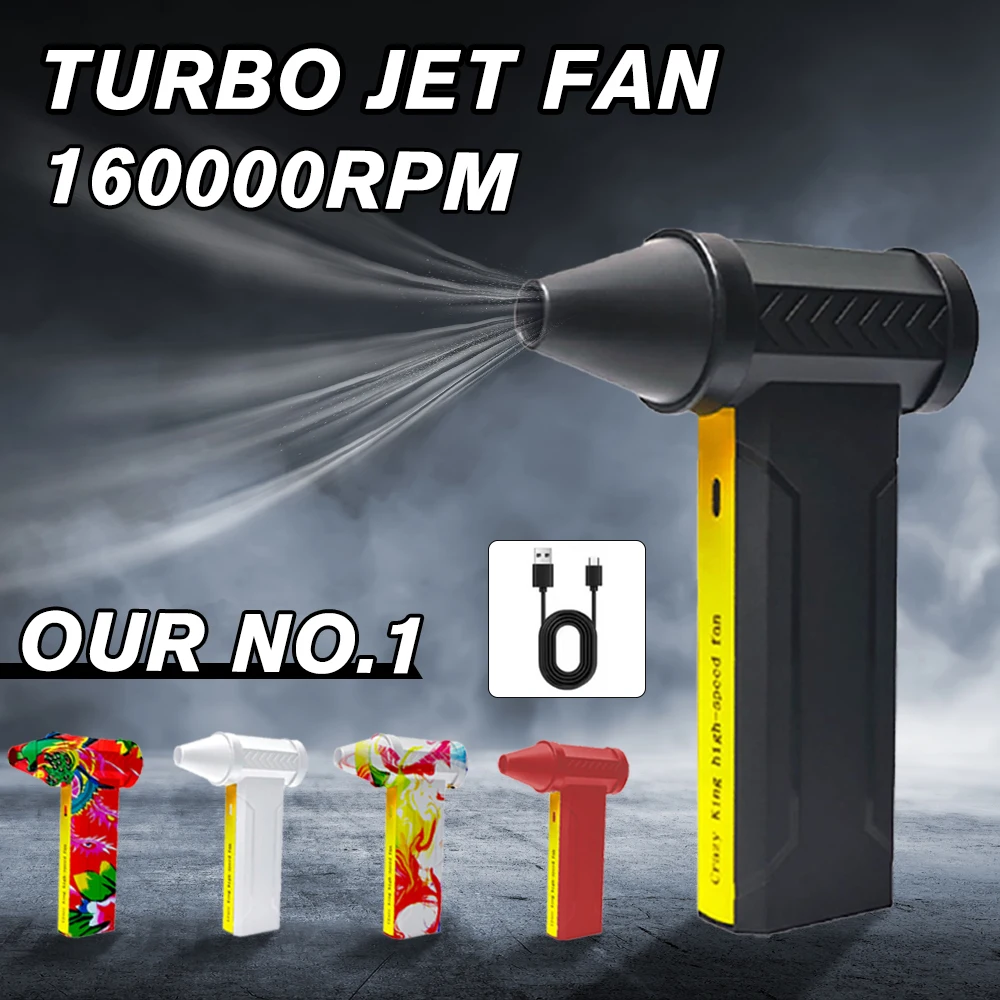 Imagem -02 - Ventilador Turbo Jet 160000 Ventilador de ar Elétrico Rpm Motor sem Escova 10000mah 60 m s Turbo Violento Recarga Usb Poderoso Ventilador de Poeira