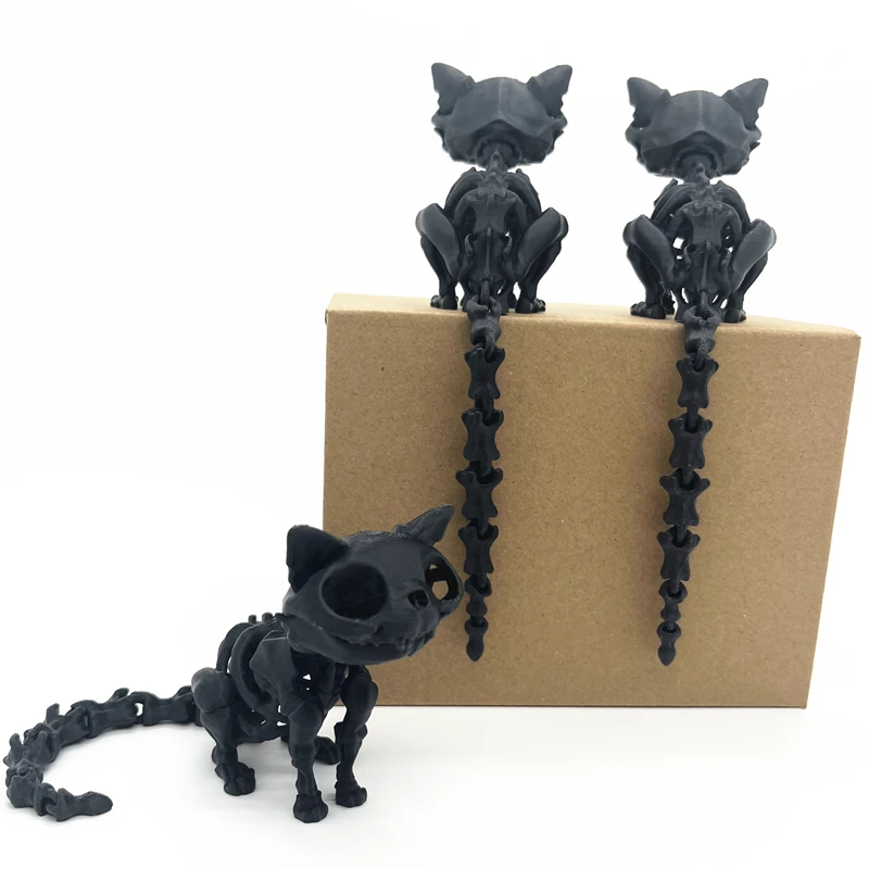 Halloween Decoration 3D Printed Pieces Creative decorations Mini Skeleton Statues Poseable Skeleton cat For Haunted House Party