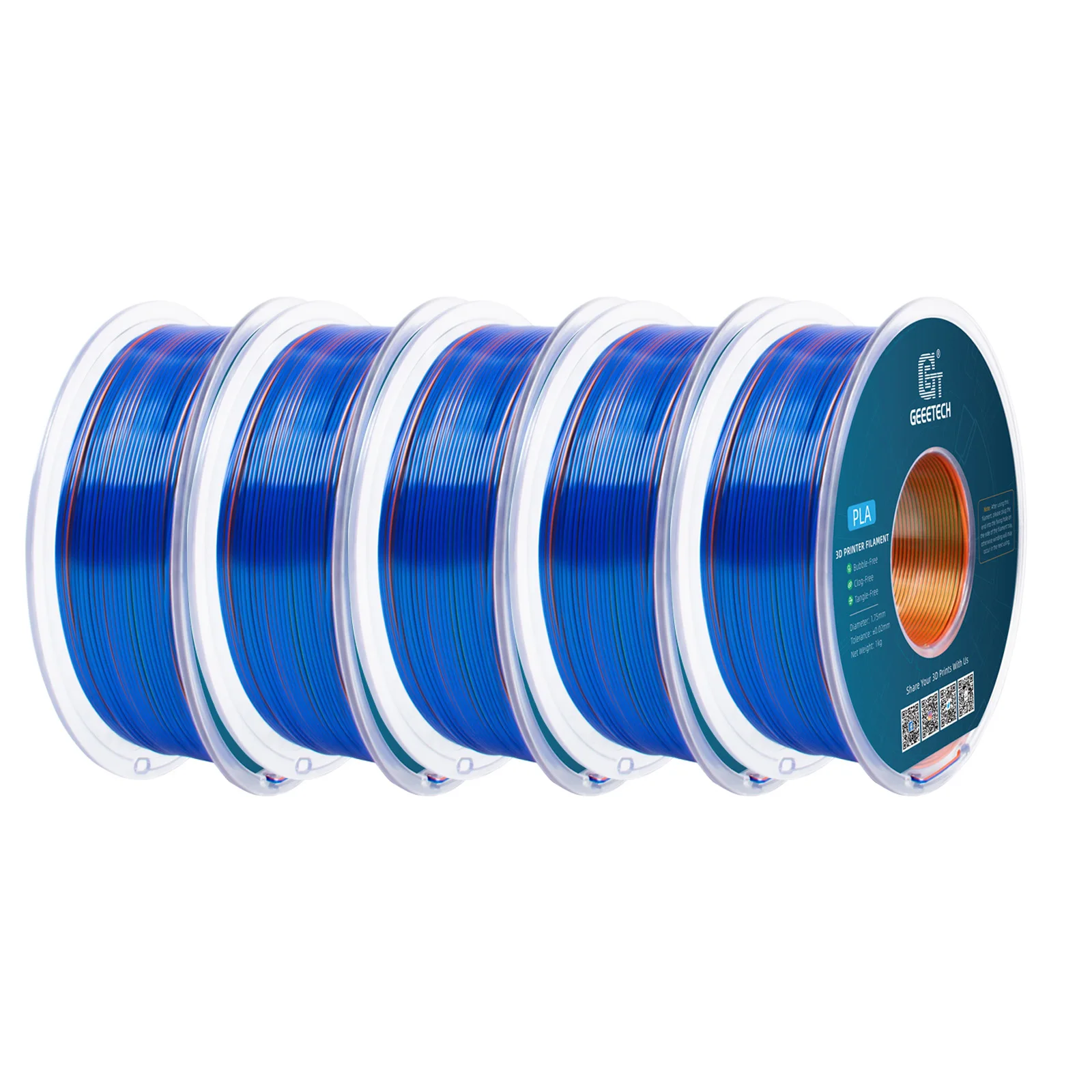 Geeetech 5Kg Three Tri Color Silk PLA Filament, 3D Filament 1,75 mm Spool Wire (+/-0.03mm) Vacuum Packaging, Special Color