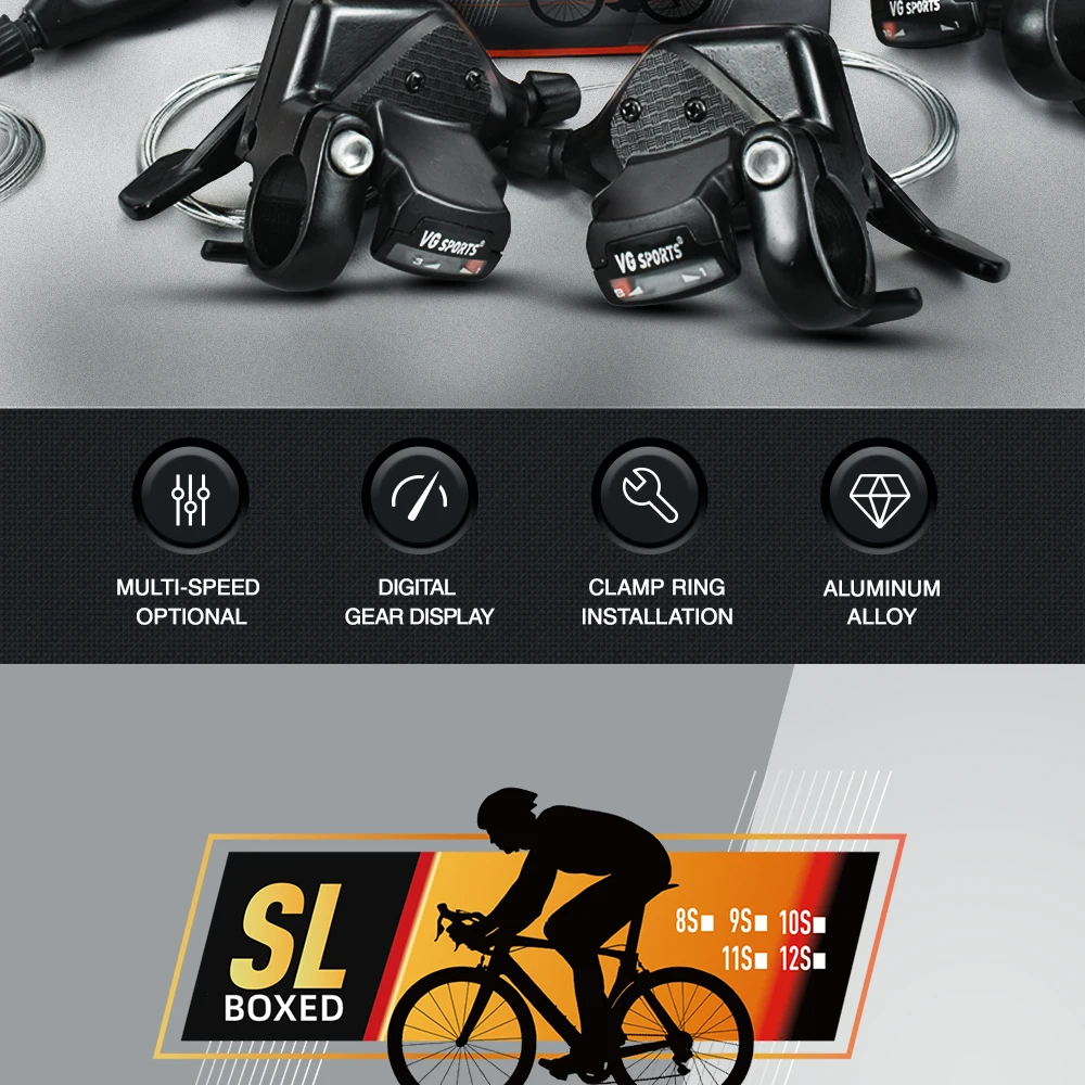 VG SPORTS Fahrradschalthebel 8 9 10 11-Gang-Fahrradbremshebel Schalthebel mit Ganganzeige links rechts Fahrradteile Zubehör – Detail 2