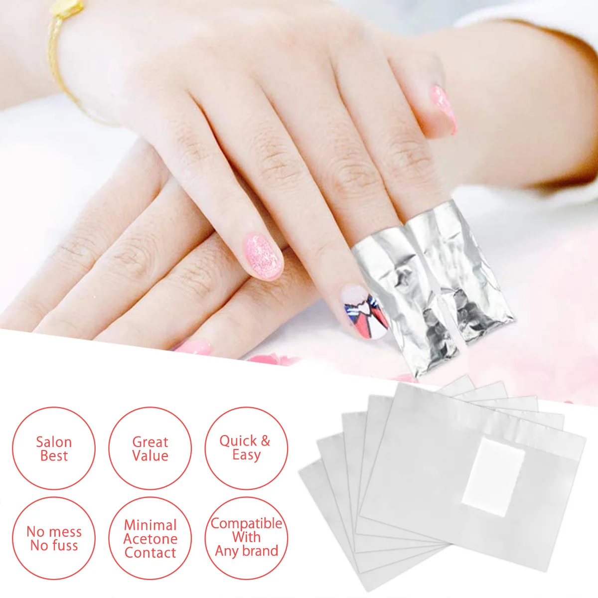 1000PCS Asciugamano per unghie Stagno Rimozione Lamina di alluminio Nail Foil Art Soak Off Polish Gel Nail Wraps Manicure Nail Art Cleaner Strumento per unghie