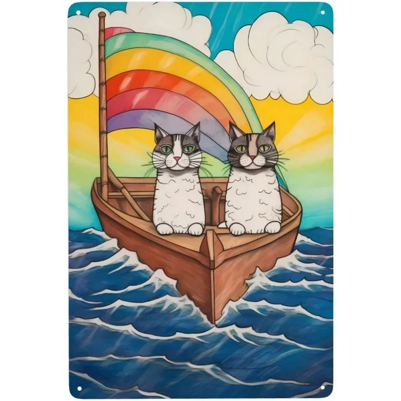 Retro Cat Coffee Metal Sign Vintage Kitchen Signs Wall Decor Because Murder Is Wrong Funny Signs Bar Decorations Art Poster