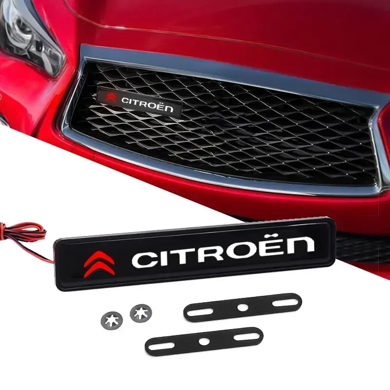 Luz de Emblema LED para Grade Dianteira de Carro em ABS para Citroen Elysee C3 C2 C4 Aircross Berlingo Cactus Picasso C5 Xsara DS3 Decoração de Emblema