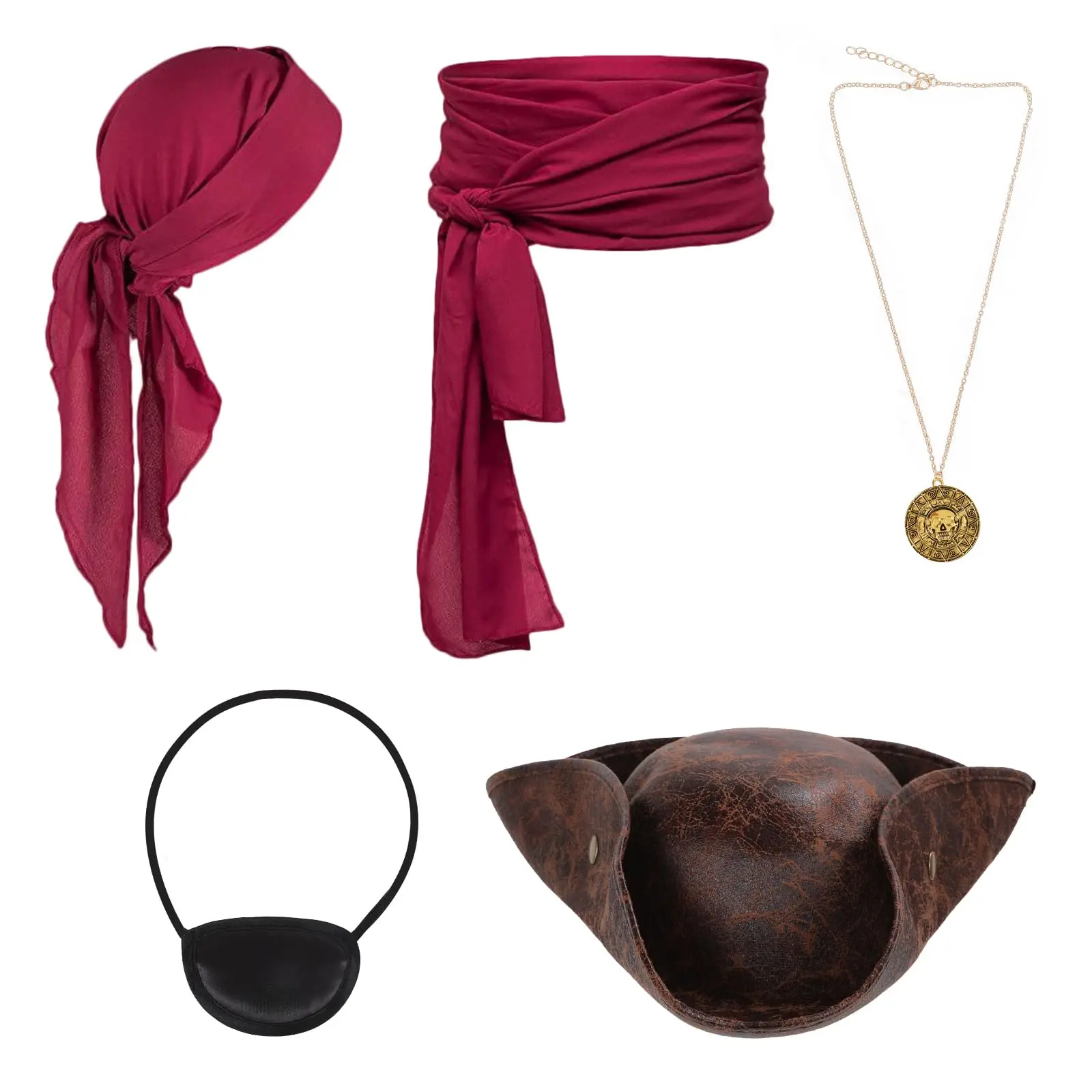 หมวกโจรสลัด ผู้หญิง ผู้ชาย หมวกทรงสามเหลี่ยม หนังเทียม หมวกคอสตูมโจรสลัด ฮาโลวีน คอสเพลย์ อุปกรณ์เสริมสำหรับผู้ใหญ่ ไม่รวมเสื้อผ้า