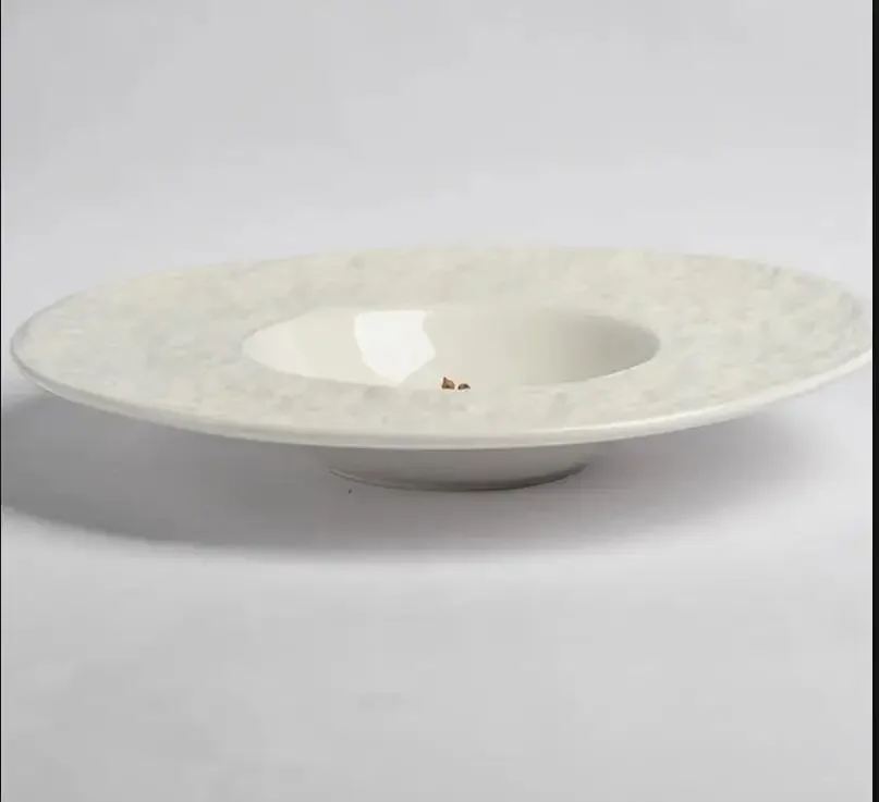 

Stone Pattern White Straw Hat Plate Restaurant Main Dish Nordic Style Home Pasta Salad Dessert Ceramic Tableware