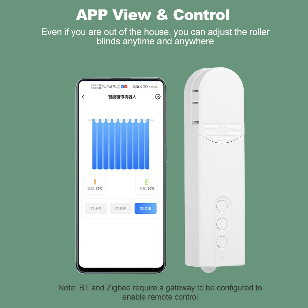Tirai Bermotor Penggerak Motor WiFi Kontrol ZigBee Kontrol Aplikasi Rol Rantai Cerdas Jadwal Pengatur Waktu Naungan dengan Remote Control