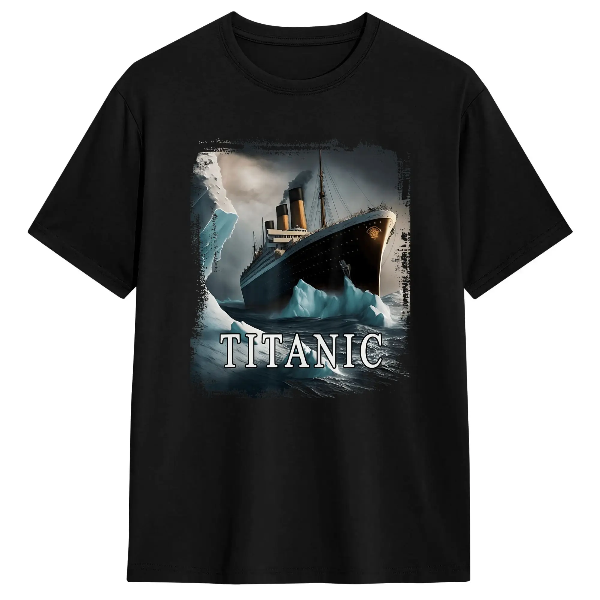 Titanic Boat Vintage Cruise Ship Sailing in 1912 hit Iceberg T Shirt Summer  100 Cotton T-Shirts For Male Casual Tshirt