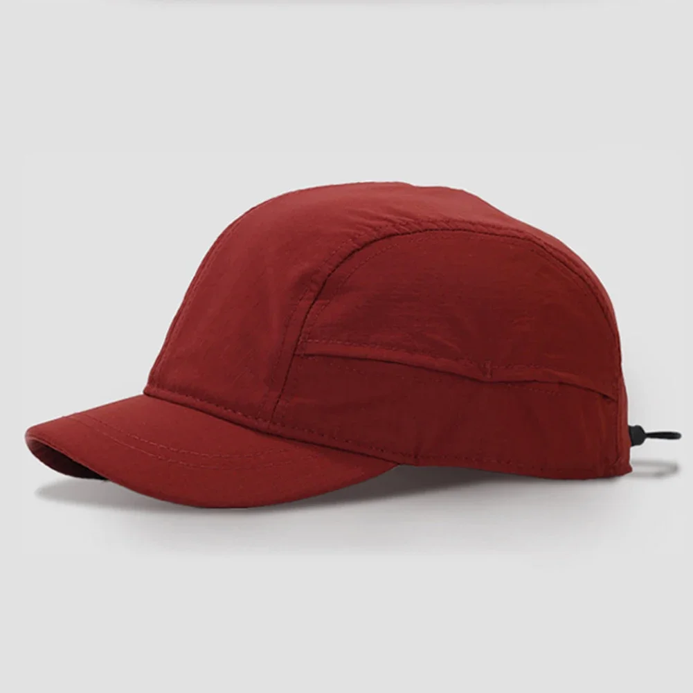 Lightweight Quick-Dry Solid Color Short-brimmed Baseball Cap Breathable Polyester Sun Protection Adjustable Buckle Closure