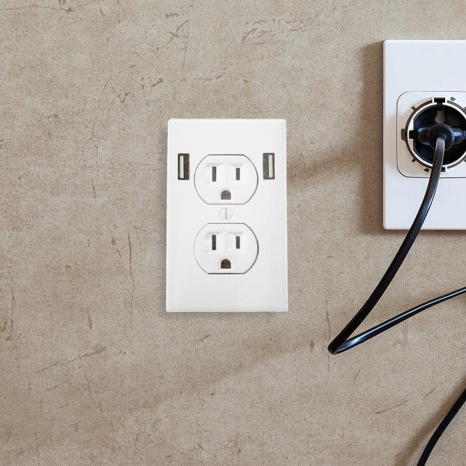 

20pcs Simulation Socket Sticker Standard Plug Outlet Cover Power Socket Wall Decal White Vinyl Electrical Stickers