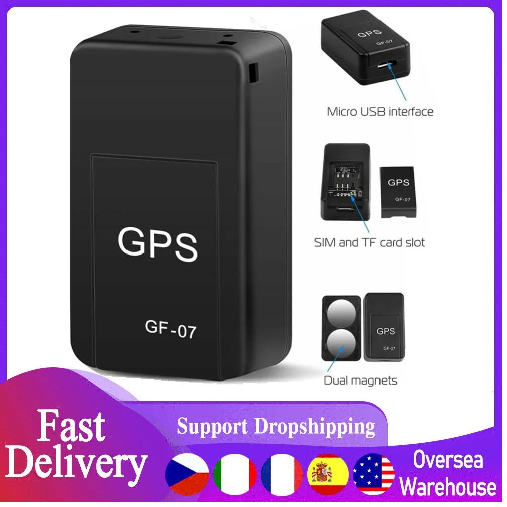 GF-07 Magnetic Car Tracker GPS Positioner Real Time Tracking Magnet Adsorption Mini Locator SIM Inserts Message Pets Anti-lost