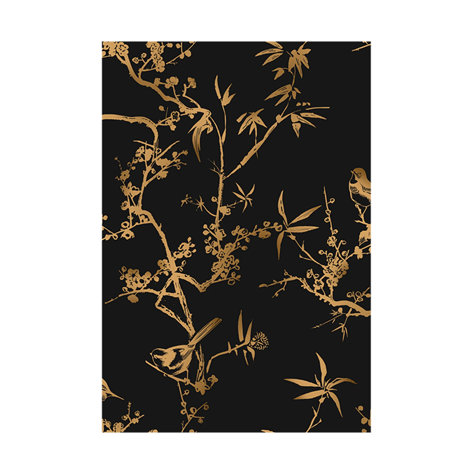 Gold Floral Trees Wallpaper Peel And Stick Gold And Black Vinyl Wall Decor Furniture Self Adhesive Waterproof Cabinet Sticker