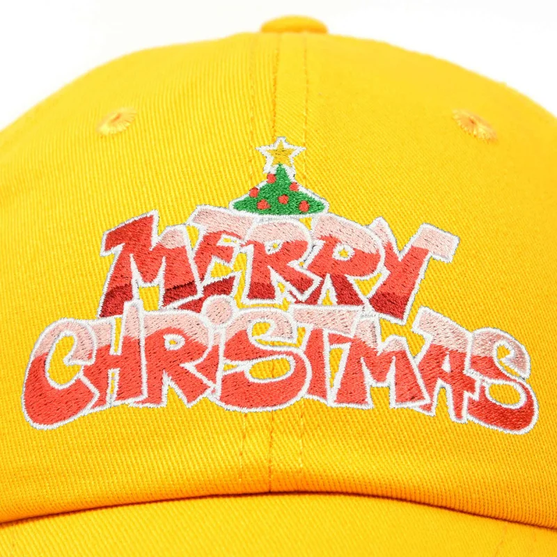 Happy Christmas! Men's and Women's Sports and Leisure Fashion Gift Gold Embroidered Baseball Hat