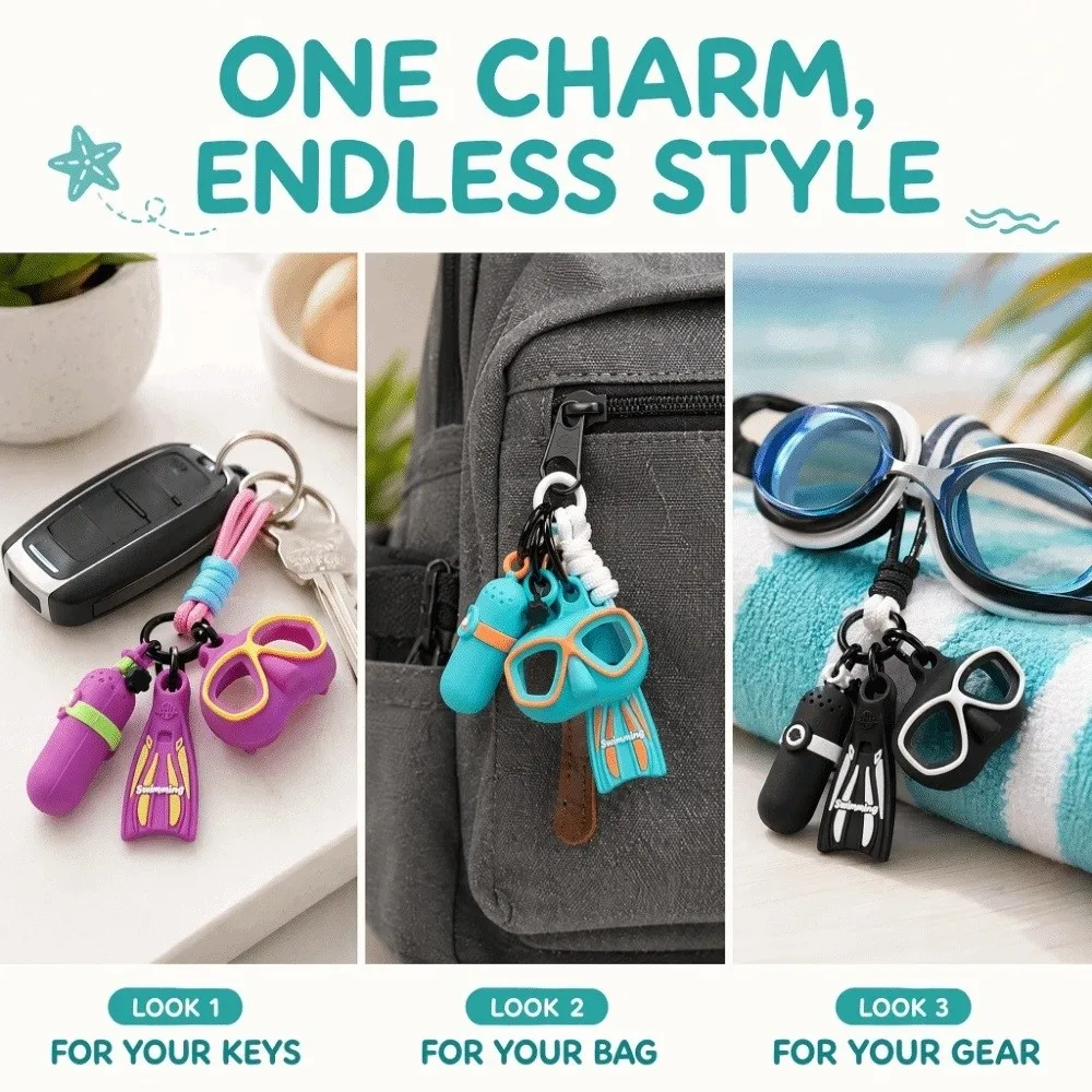 Funny Diving Series Keychain Creative Fashion Diving Mask Bag Pendant Backpack Decor Colorful Oxygen Cylinder Keyring