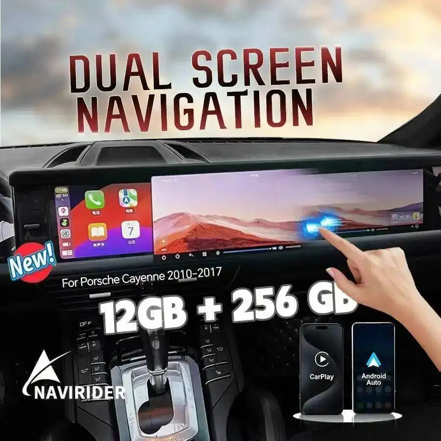 For Porsche Cayenne 2010- 2017 12.3 Inch+ 12.3Inch Car Radio Android Upgraded 2025 Interactive Multimedia Video Player Carplay