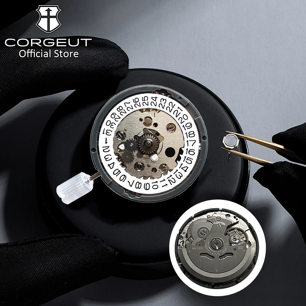 Corgeut-اليابان الأصلية 24 جواهر ، NH34 4R34 ، 4 أيدي ، تاريخ GMT ، حركة ميكانيكية أوتوماتيكية ، ملحقات لف عالية الدقة