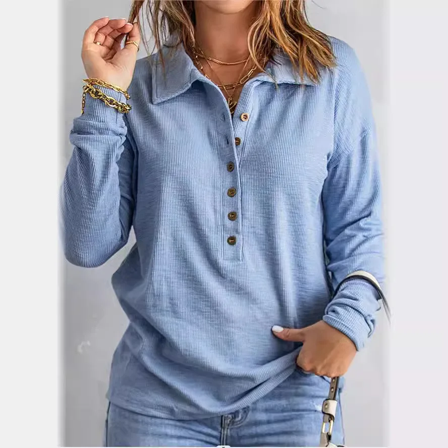 Solid Color Knitted Sweater Women's Single-breasted Lapel Collar Long-sleeved Loose Casual Bottoming Top New in Autumn Winter