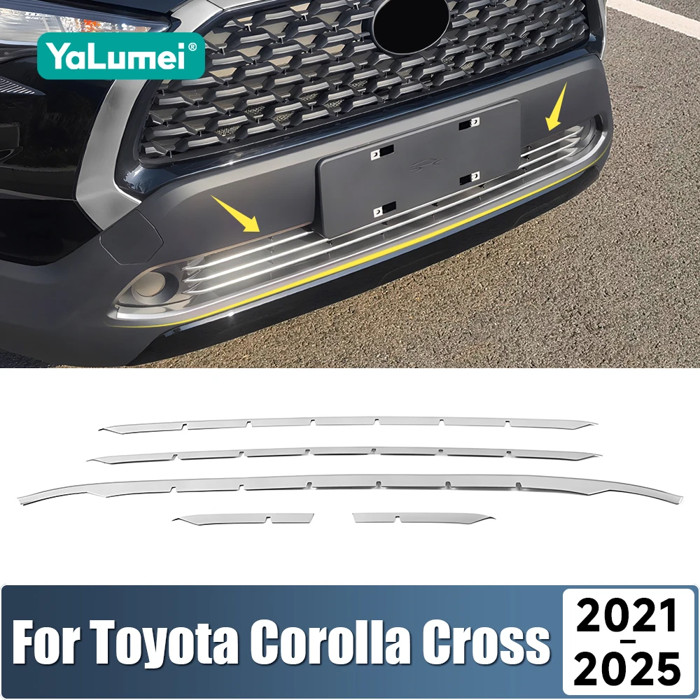 

For Toyota Corolla Cross XG10 2021 2022 2023 2024 2025 Hybrid Stainless Car Front Racing Grills Trim Strips Cover Accessories