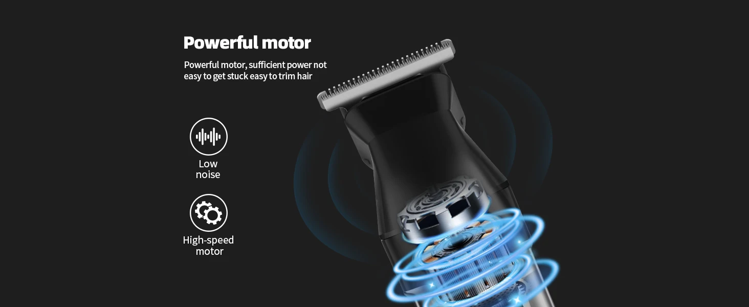 HIENA Professional Multifunctional Hair Clipper Set, R-Type Adjustable Blade, Cordless Barber Clippers with LED Display, Ear and Nose Hair Trimmer, 6 Guide Combs, Rechargeable Electric Grooming Kit for Men, USB Charging, Haircut Clippers