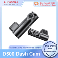 LINGDU D500 Dash Cam Ultra HD 4K Built-in 5GHz WI-FI GPS English Voice Control Dash Car Camera 24H Loop Recording D500 Car DVR