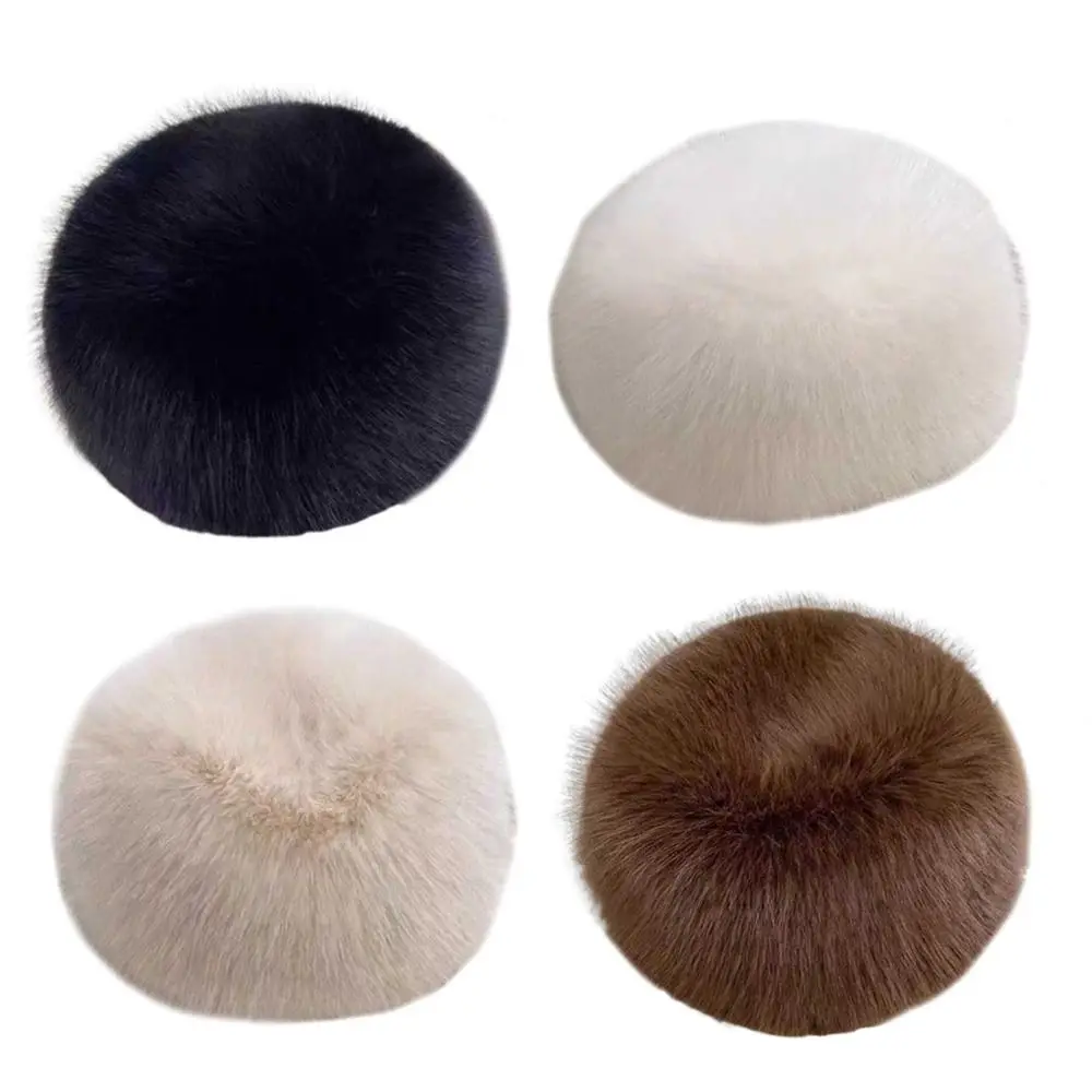 

Smooth Mongolian Fluffy Hat Thickened Fur Fluffy Texture Fox Fur Hat Ear Protection Round Top Faux Fur Hat Ladies Headwear