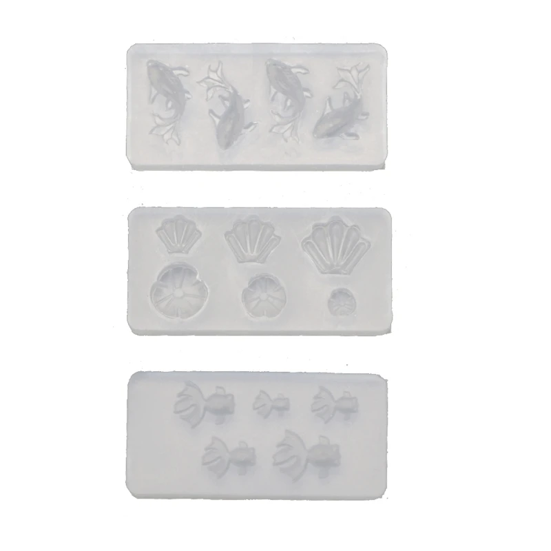 ZB91 3Pcs Mini Size Jewelry Pendant Mold Resin Casting Earrings Necklace Pendant Goldfish Lotus Leaf Mold Jewelry Making Tool