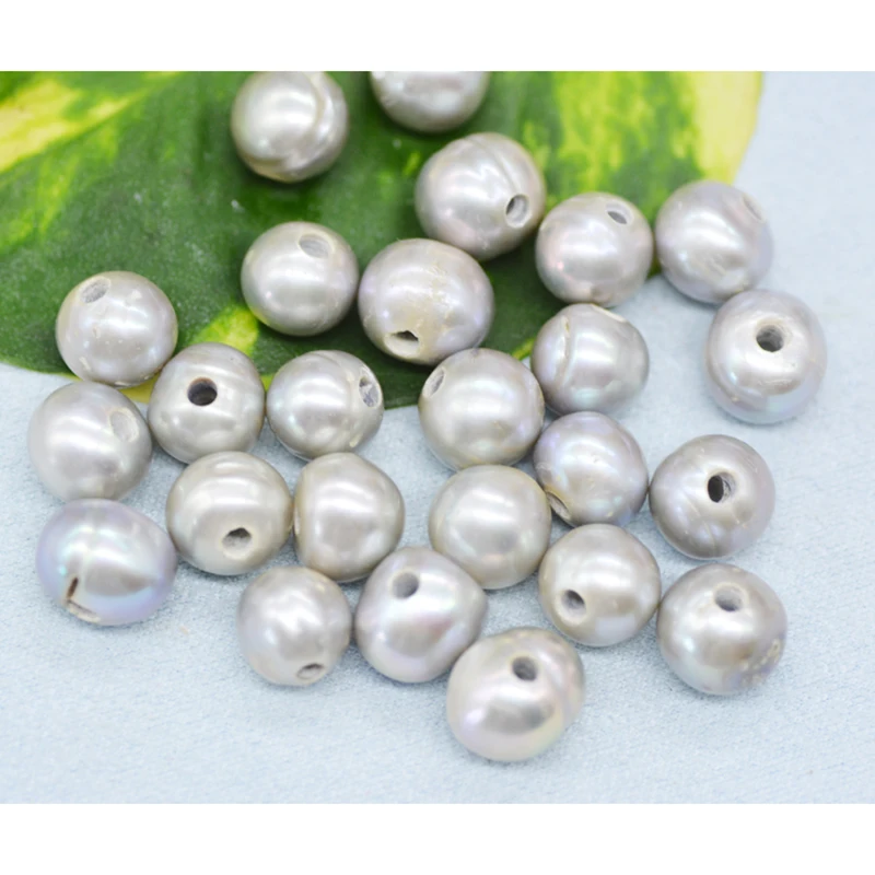 

Grey Freshwater Pearl Potato Pearl, Loose Wholesale !! 100pcs 9-10MM High Quality Gray with 2mm Hole No-freshwater Pearl AAA