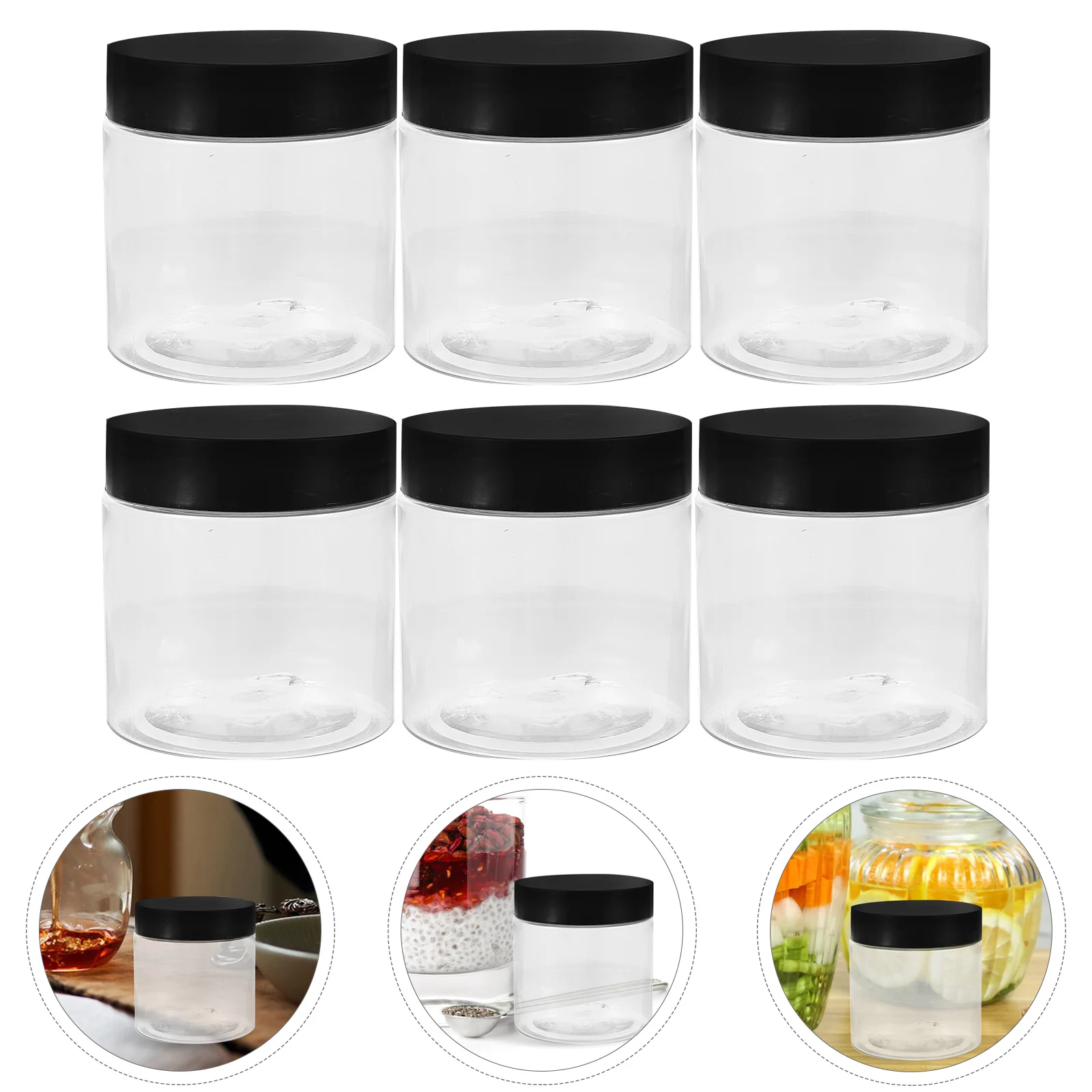 

8Pcs Clear Plastic Jars with Lids Refillable Clear Plastic Containers Cookie Candy Jars