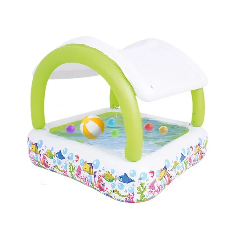 

Baby Swimming Float with Sun Canopy Toddler Inflatable Swim Ring Pool Toys for 0-5Y Float Seat Kids Outdoor Water Fun Toys