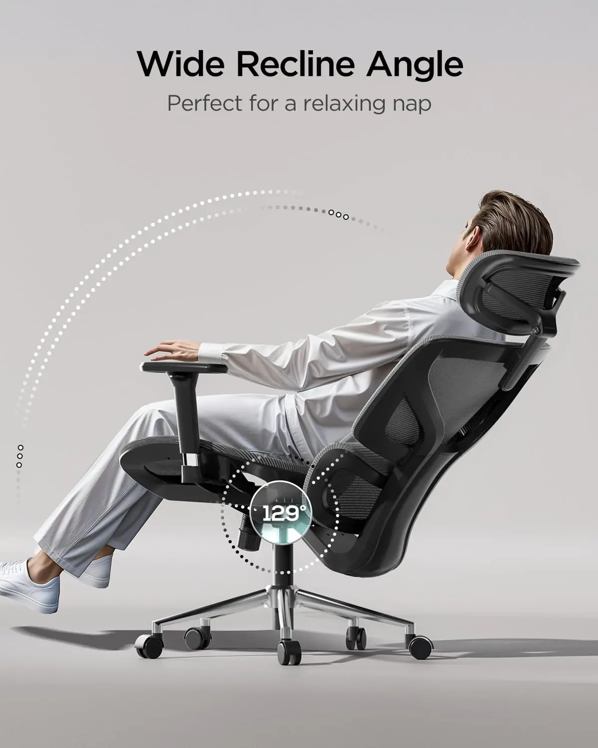 Hbada Ergonomic Office Chair with 3D Adjustable Armrests, Adjustable 3D Headrest High Back for Computer Chair, Big and Tall Mesh