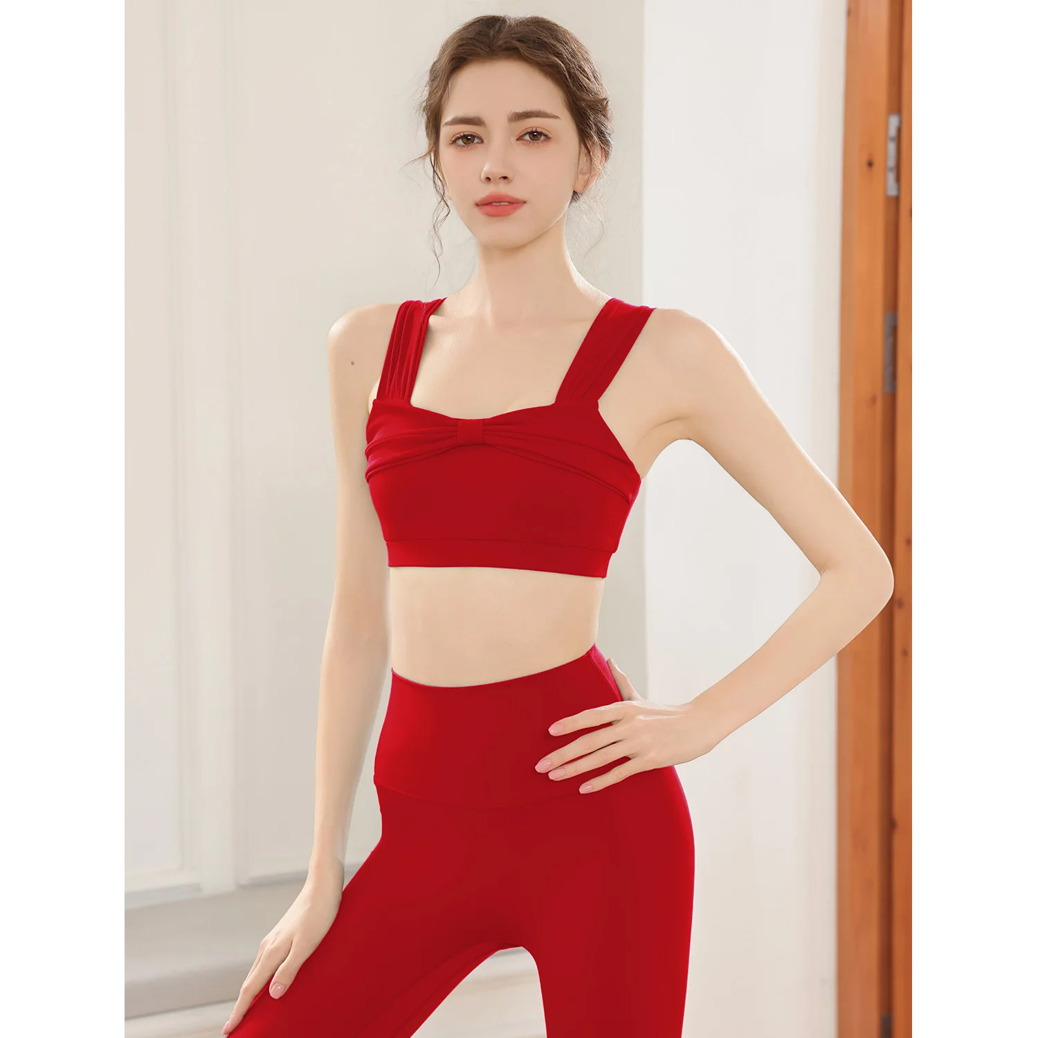 

Sports Vest Set, Women's Pilates Training Bow Bra, Underwear, Morning Running High Waisted Fitness Pants Set 2025