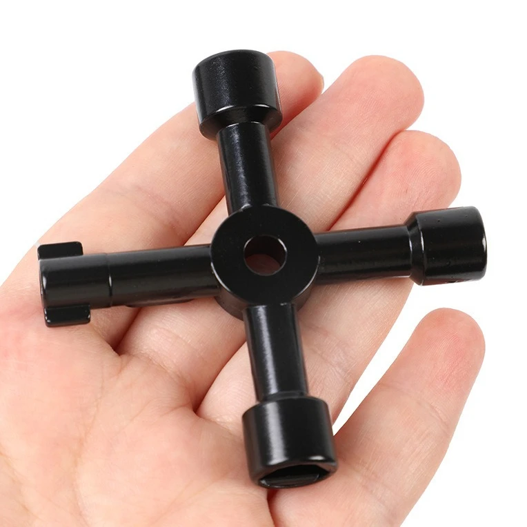 Llave Cruzada Multifunción 4 en 1 para Fontanero y Electricista, Llave Universal Cuadrada y Triangular para Gas, Tren, Purga de Radiador