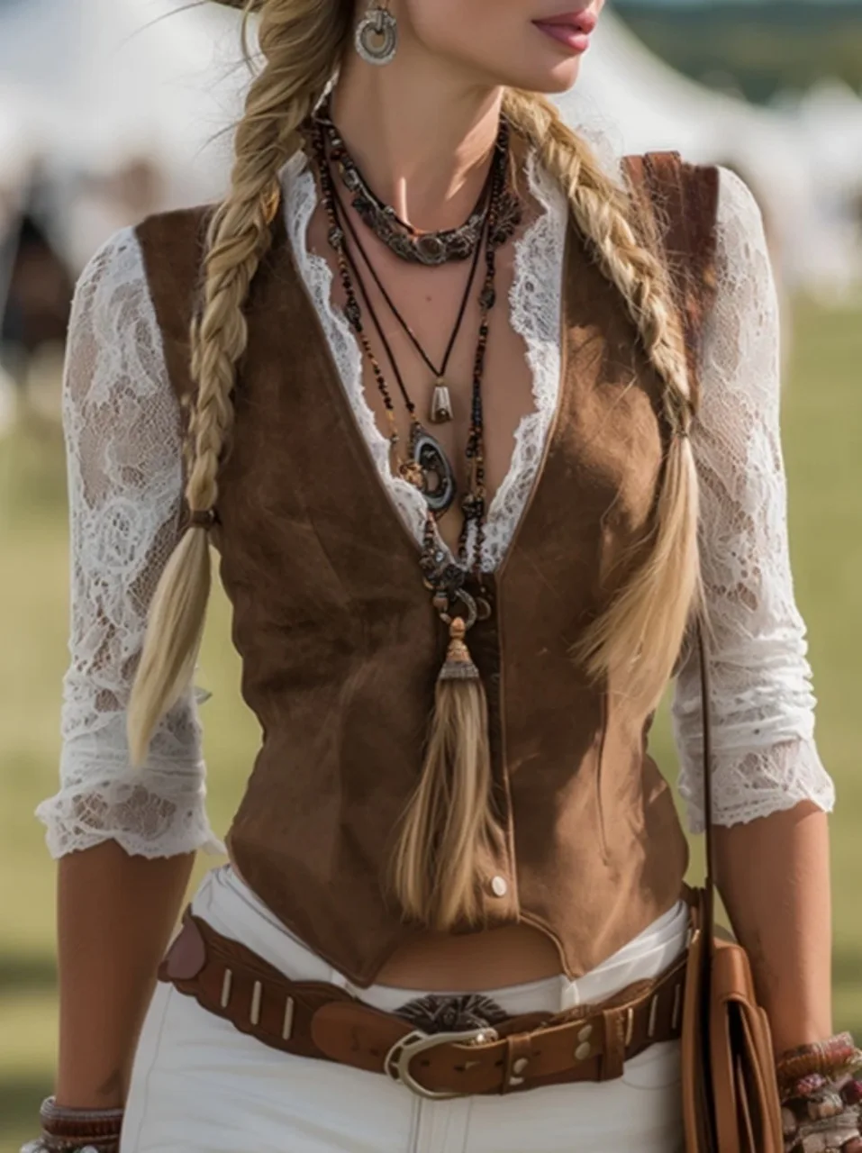 Retro Western Style Women Blouse Suede Vest Splicing Lace Long Sleeve Vintage Casual Single-breasted Gothic Tops Chic Shirt