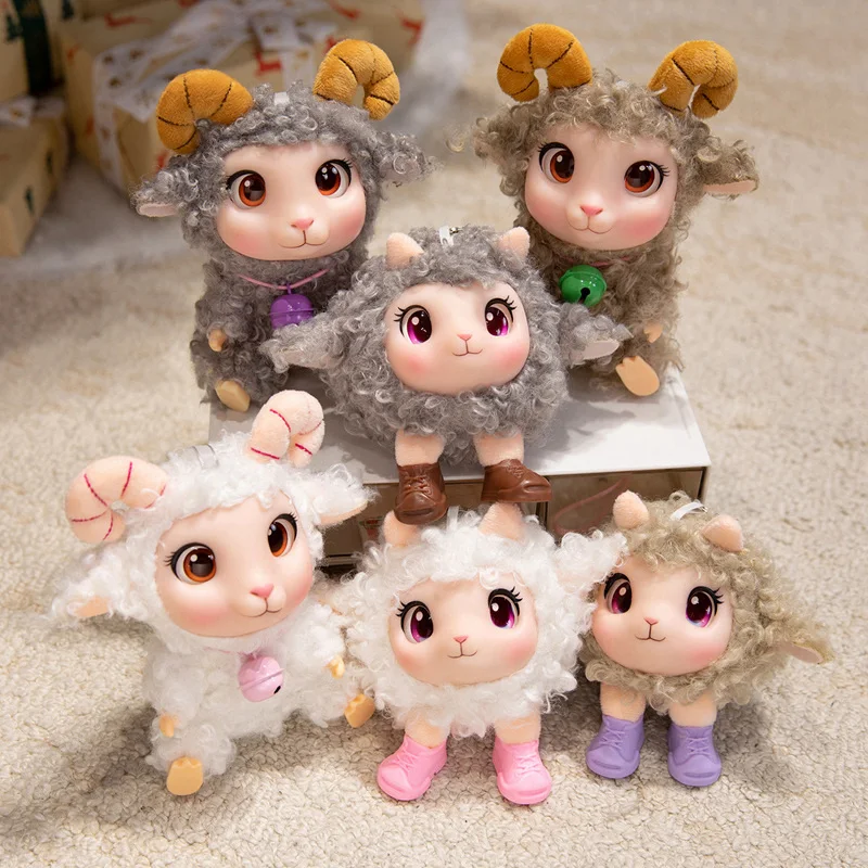 Kawaii Lamb Plush Toy Soft Vinyl Plush Stuffed Animal Goat Pendant Plush Doll Kids Birthday Gifts Dec Random Accessory Color