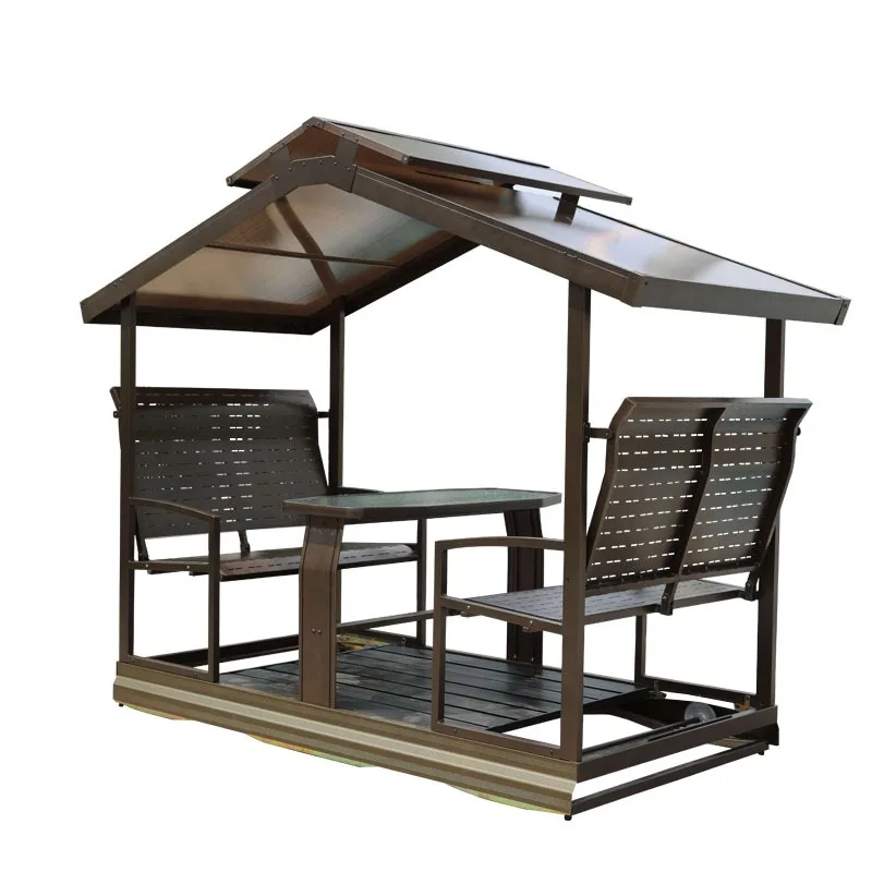 

Outdoor 4 Seater Swing Chair Aluminum Frame With PC Canopy Mosquito Net Rocking Furniture For Garden Patio Villa