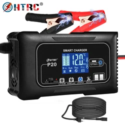 HTRC Charger 12V 20A/24V 10A Lithium AGM Lead-acid LiFePO4 Battery Charger for Car Motorcycle Smart Pulse Repair LCD Display