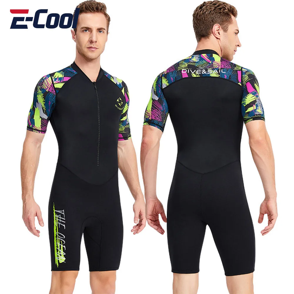 

Men's Neoprene Wetsuit 1.5MM Short Sleeve Front Zip Scuba Bathing Suit Lycra Sun Protection Swim Diving Suit Surfing Swimwear