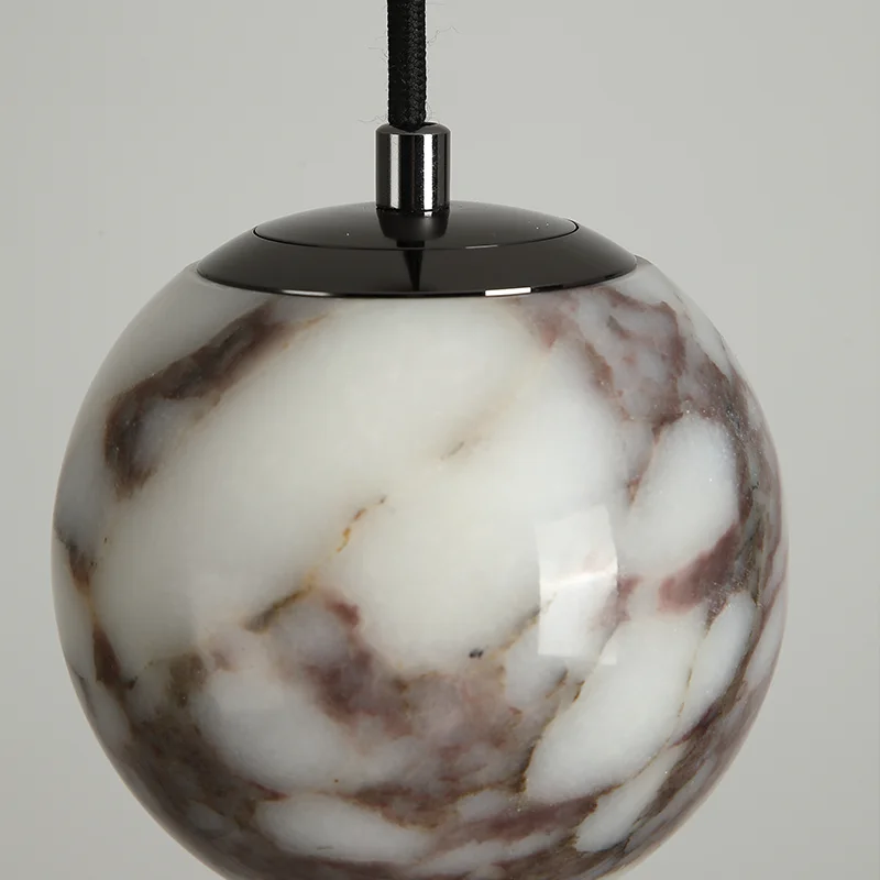 High-End French Pendant Light for Bedroom Headboard, Bulgari Marble Style Luxury Hanging Lamp with Exquisite Craftsmanship view 6