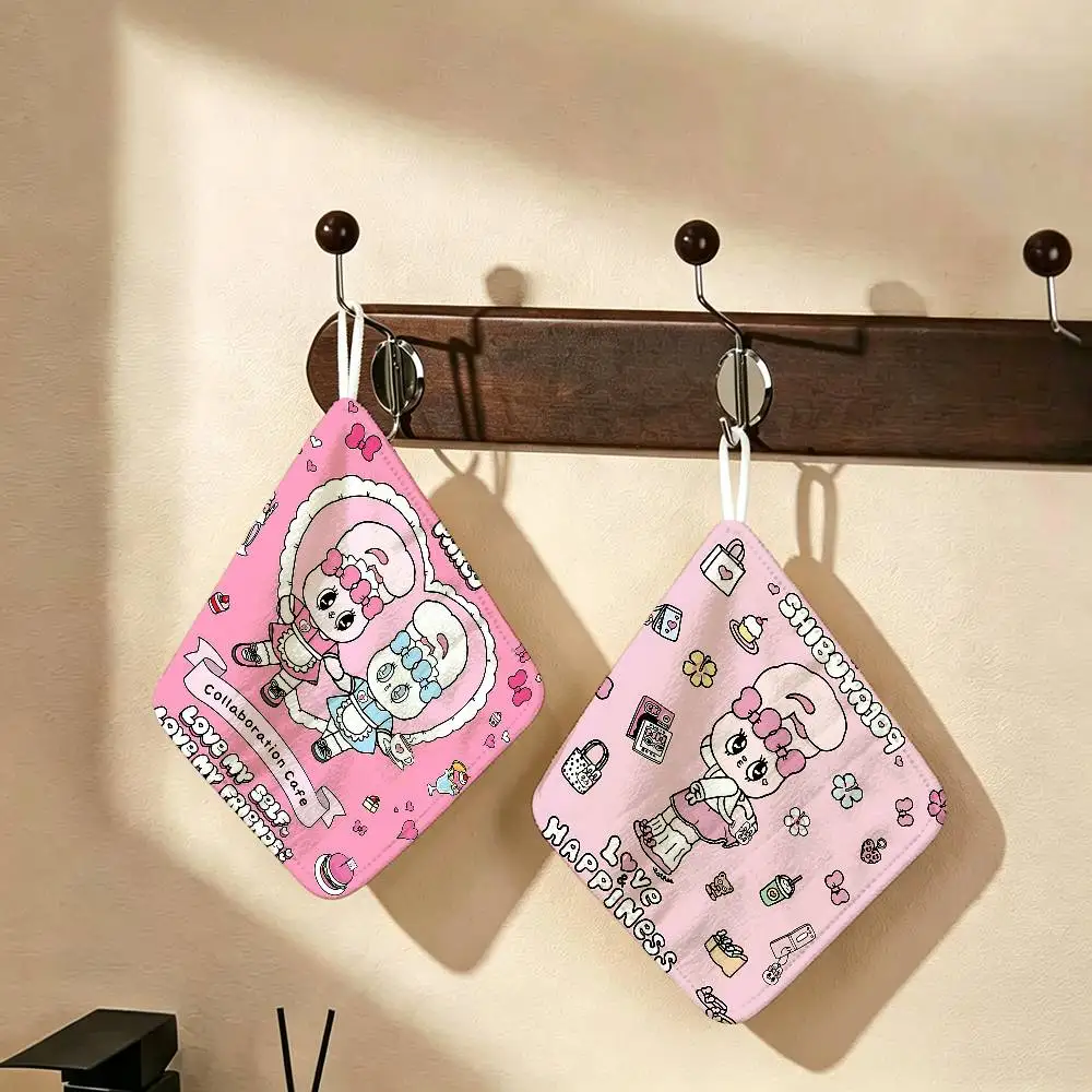 Cute Esther Bunny Hanging Style Hand Wiping Towel, Polyester Cotton, Anti-fade for Indoor Kitchen Living Room