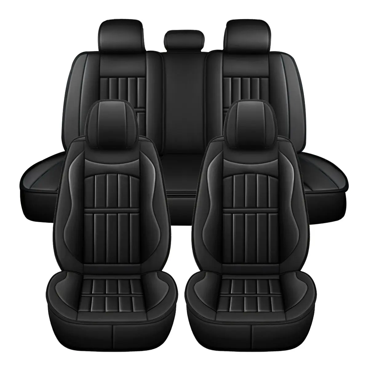 11-teiliges Auto-Sitzbezüge-Set für 5-Sitzer, universelles PU-Leder-Sitzkissen, rutschfeste Schutzmatte, Hunde- und Haustierschutz