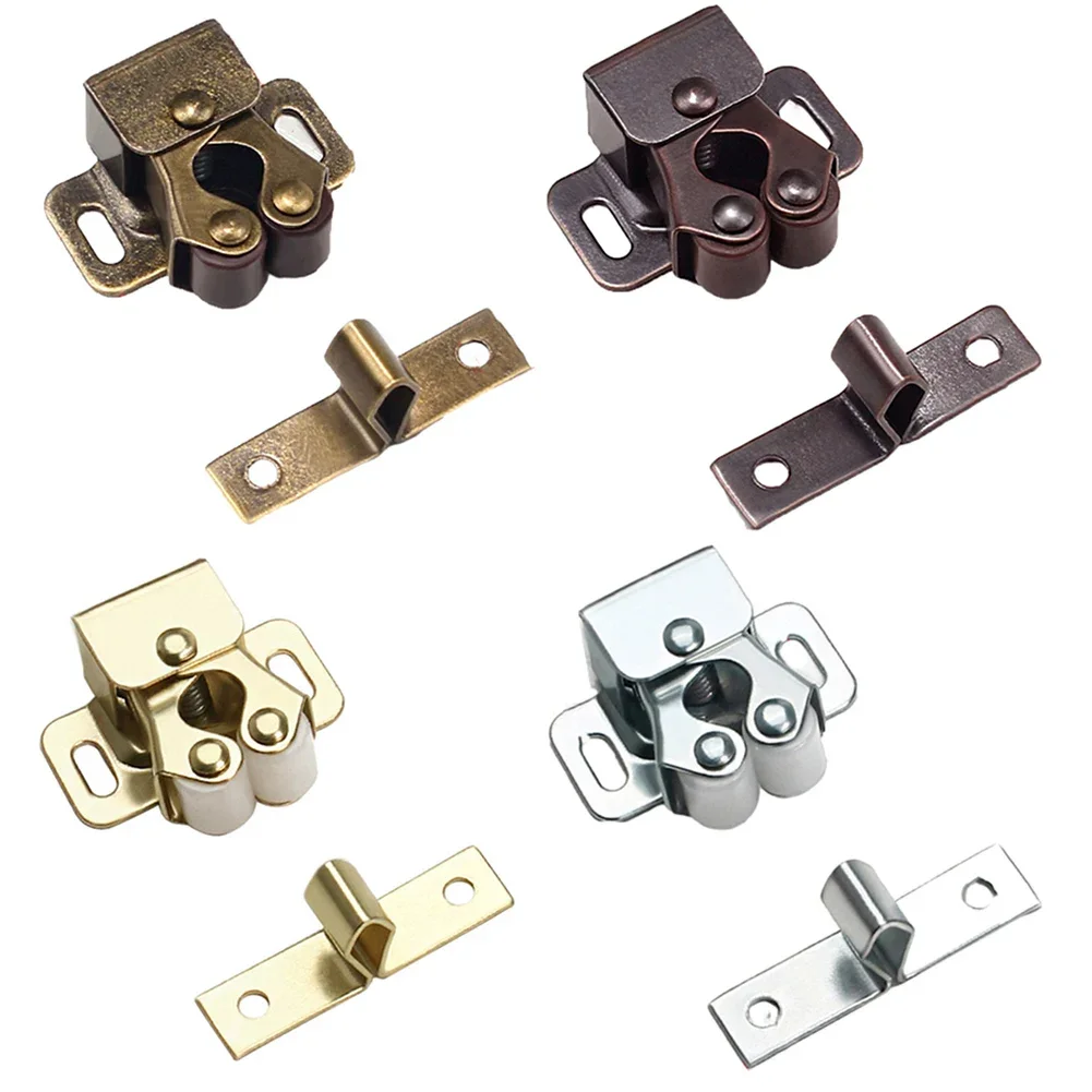 Cabinet Door Latch Double Roller Catch Cupboard Cabinet Door Close Latch Gripper Lock Caravan Boat Door Hardware